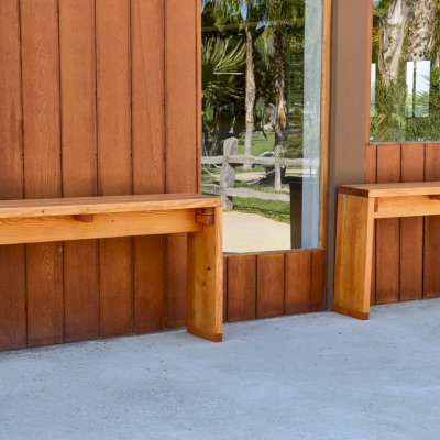 Maynard's Hall Tables like to be outdoors too! (Options: 4 ft and 5 ft, 11 1/2-inch Wide Tabletop, Douglas-fir, Seamless Tabletop, Transparent Premium Sealant).