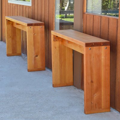 Maynard's Hall Tables like to be outdoors too! (Options: 4 ft and 5 ft, 11 1/2-inch Wide Tabletop, Douglas-fir, Seamless Tabletop, Transparent Premium Sealant).