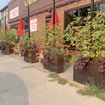 Mendocino Planters resealed after 25 months of being Installed. Planters installed in Cambridge Common Restaurant at 1667 Massachusetts Ave, Cambridge, Massachusetts.