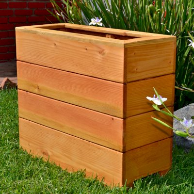 Mendocino Planters (Options: 36'' L, 18'' W, 24'' H, Douglas-Fir, Add 1 3/4-inch Feet, No Trellis, Interior and Exterior of Box with Sealant (No Growing Vegetables), Transparent Premium Sealant). 
