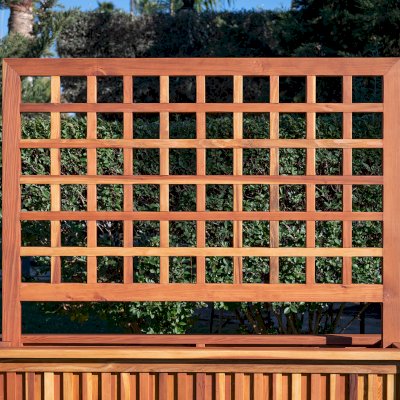 Mission de Oro Planters (Options: 96" L x 30" W x 24" H, 5ft Standard Trellis Design, Redwood, No Sitting Ledge, Add 1-inch feet, Interior and Exterior of Box with Sealant (No Growing Vegetables), Transparent Premium Sealant)