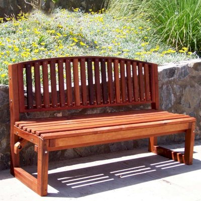 Moonlight Redwood Bench (Options: 5 ft, No Shelf, Mature Redwood, No Cushion, No Engraving, Transparent Premium Sealant).
