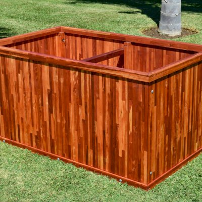 Napa Planters (Options: 60'' L x 36'' W x 30'' H, Mosaic Redwood, No Base or Casters, No Trellis, Interior and Exterior of Box with Sealant (No Growing Vegetables), Transparent Premium Sealant).