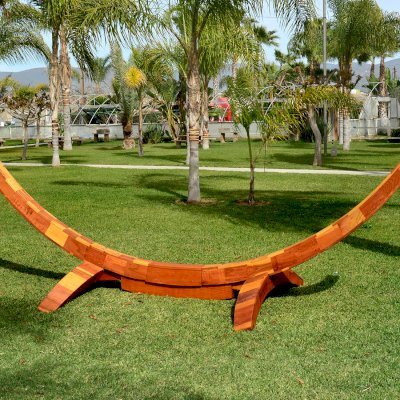 Noah's Arc Wood Hammock (Options: Standard Stand Length, California Redwood, No Hammock, Transparent Premium Sealant). 