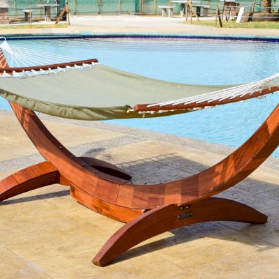 Noah's Arc Wood Hammock (Options: Old-Growth Redwood, Small, Hammock, Transparent Premium Sealant).