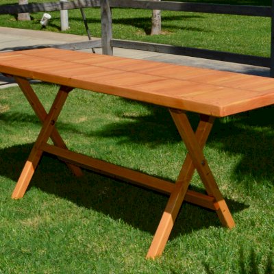 Outdoor Rectangular Folding Table (Options: 72" L, 24'' W, No Seating, Douglas-fir, Seamless Tabletop, Boards Laid in the Same Direction, Squared Corners, No Umbrella Hole, Transparent Premium Sealant). 
