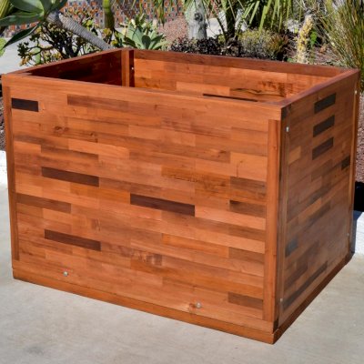 Parquet Planters (Options: 48in L x 36in W x 36in H, Mature & Old-Growth Redwood, Uniform Corners, No Base or Casters, No Trellis, Interior and Exterior of Box with Sealant (No Growing Vegetables), Transparent Premium Sealant).