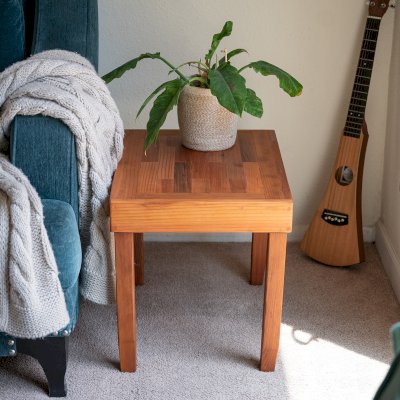 Parquet Side Table (Options: 24" x 18" Mature Redwood, Transparent Premium Sealant).