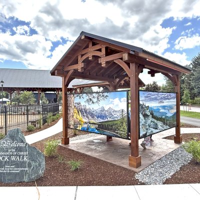 Custom Granada Pavilions (Options: 6in x 6in Posts, 12.5 ft x 12.5 ft, California Redwood, 4-Post Anchor Kit for High-Wind, with Fascia Board, No Curtain Rods, No Ceiling Fan Base, Transparent Premium Sealant). Photo Courtesy of D. Pinkerton of Coeur d'Alene, ID.