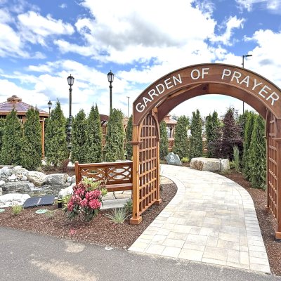 Victorian Trellis (Options: 4' x 8', California Redwood, Custom Engraving, Transparent Premium Sealant). Trellis Installed in Faith Walk Community Fitness Park in Coeur d'Alene, Idaho.