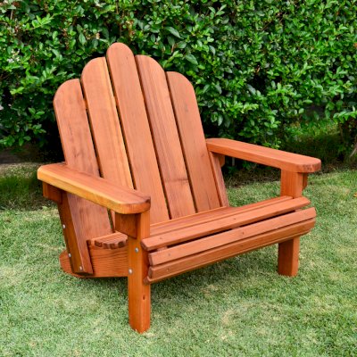 Redwood Adirondack Chair (Options: Extra Wide Size, Redwood, No Cushion, Transparent Premium Sealant).