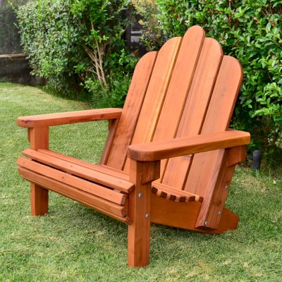Redwood Adirondack Chair (Options: Extra Wide Size, Redwood, No Cushion, Transparent Premium Sealant).