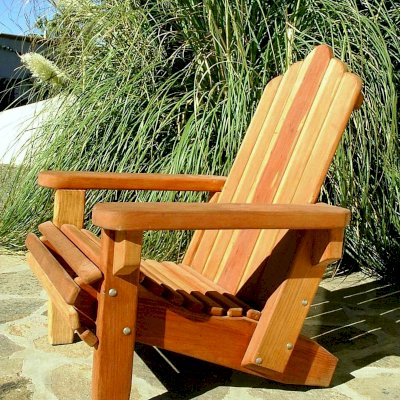 Redwood Adirondack Chair (Options: Standard Size, Redwood, No Cushion, Transparent Premium Sealant).