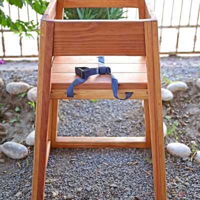 Redwood Restaurant High Chair (Options: California Redwood, 28 inches Tall, No Cushion, Transparent Premium Sealant).