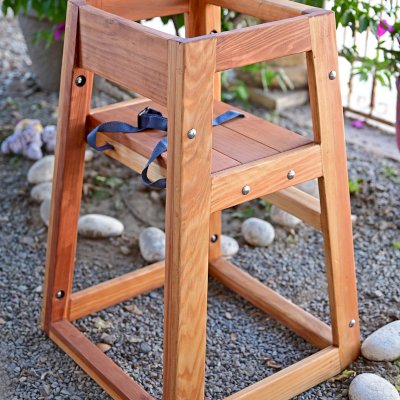 Redwood Restaurant High Chair (Options: California Redwood, 28 inches Tall, No Cushion, Transparent Premium Sealant).