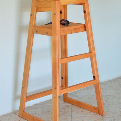 Redwood Restaurant High Chair (Options: Douglas-fir, 45 3/4 inches Tall, No Cushion, Transparent Premium Sealant).