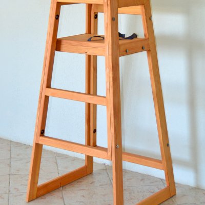 Redwood Restaurant High Chair (Options: Douglas-fir, 45 3/4 inches Tall, No Cushion, Transparent Premium Sealant).