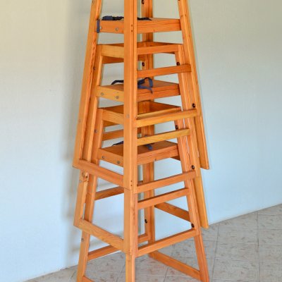 Redwood Restaurant High Chair (Options: Douglas-fir, 45 3/4 inches Tall, No Cushion, Transparent Premium Sealant).