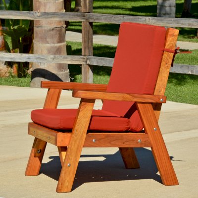 Robin's Retro Patio Chair (Options: Redwood, Custom Seat Cushion, Transparent Premium Sealant)