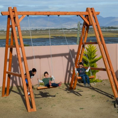Rory's Giant Playground Swing Sets (Options: 2 Seats, Douglas-fir, Standard Swing Seats, Transparent Premium Sealant).