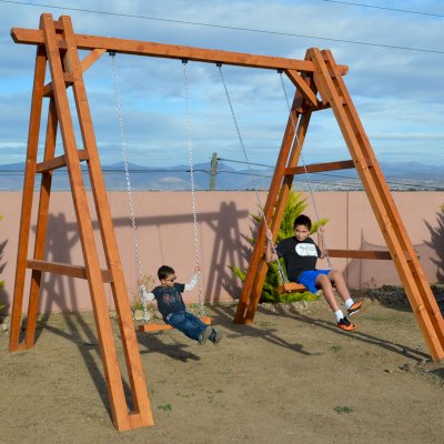 Rory's Giant Playground Swing Sets (Options: 2 Seats, Douglas-fir, Standard Swing Seats, Transparent Premium Sealant).