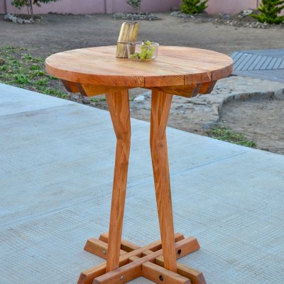 Round Cocktail Table (Options: XL Round Cocktail Table, No Seating, Douglas-fir, 42" H Table, Standard Tabletop, Transparent Premium Sealant).
