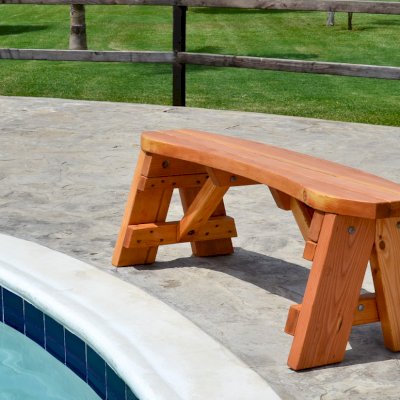 Round Wood Picnic Bench (Options: 4 ft, Douglas-fir, No Engraving, Transparent Premium Sealant).