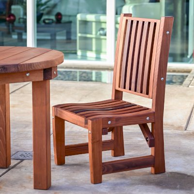 Ruth Redwood Dining Chair (Options: No Arms, Mature Redwood, No Cushion, Transparent Premium Sealant).