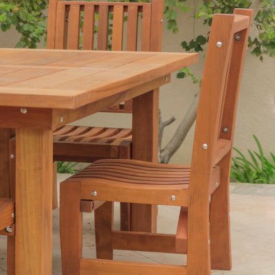Ruth Redwood Dining Chair (Options: No Arms, Mature Redwood, No Cushion, Transparent Premium Sealant). Photo Courtesy of J. Schulte of Laguna Niguel, CA.