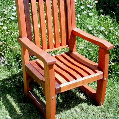 Ruth Redwood Dining Chair (Options: With Arms, Mature Redwood, No Cushion, Transparent Premium Sealant).