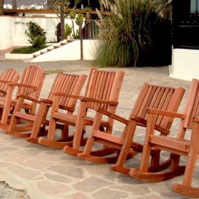 Design Comparison: Luna, Ruth, and Massive  Deep and Tall Rocking Chairs - Mature Redwood with Transparent Premium Sealant
