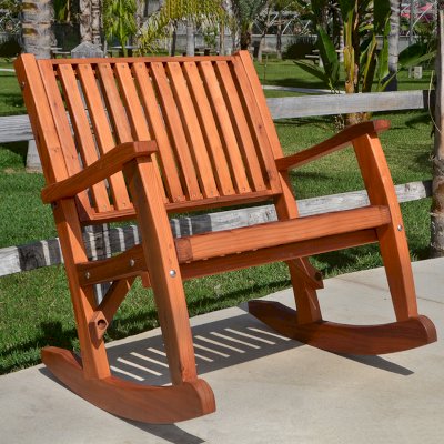 Ruth Redwood Rocker (Options: Extra Wide, Mature Redwood, Tall Seat, No Cushion, Transparent Premium Sealant)