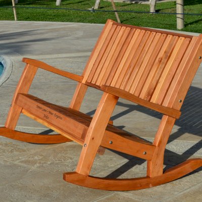 Ruth Redwood Rocking Bench (Options: Deep, Redwood, No Cushion, Custom Engraving, Transparent Premium Sealant).