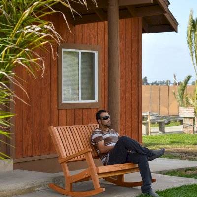 Ruth Redwood Rocking Bench (Options: Deep, Redwood, No Cushion, Custom Engraving, Transparent Premium Sealant).