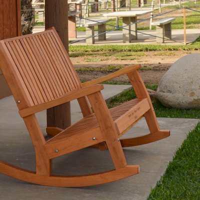 Ruth Redwood Rocking Bench (Options: Deep, Redwood, No Cushion, Custom Engraving, Transparent Premium Sealant).