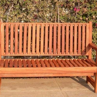 Ruth Wooden Bench (Options: 5 ft, California Redwood, No Cushion, No Engraving, Transparent Premium Sealant).