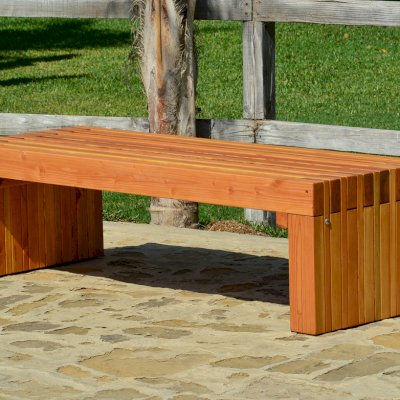 San Diego Portside Wooden Bench (Options: 5ft L x 2 1/2 inches W x 17 inches H, Douglas-fir, No Engraving, Transparent Premium Sealant)