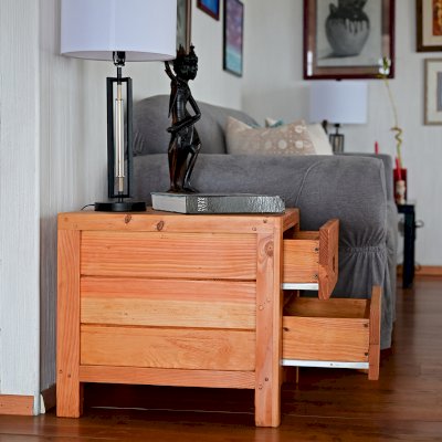 Custom Santi's Dresser (Options: 2 Drawers, 2' L x 2' D x 18" H, Douglas-fir, Transparent Premium Sealant).