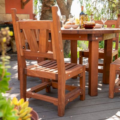 Segovia Chair (Options: No Arms, Mature Redwood, No Cushion, Transparent Premium Sealant).