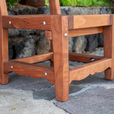 Segovia Chair (Options: No Arms, Mature Redwood, No Cushion, Transparent Premium Sealant).