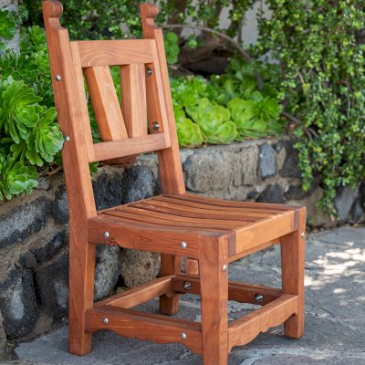 Segovia Chair (Options: No Arms, Mature Redwood, No Cushion, Transparent Premium Sealant).