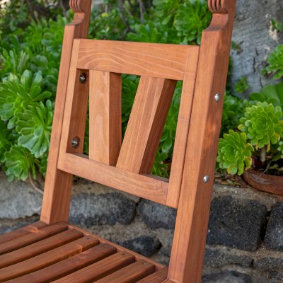 Segovia Chair (Options: No Arms, Mature Redwood, No Cushion, Transparent Premium Sealant).
