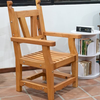 Segovia Chair (Options: With Arms, Douglas-fir, No Cushion, Transparent Premium Sealant).