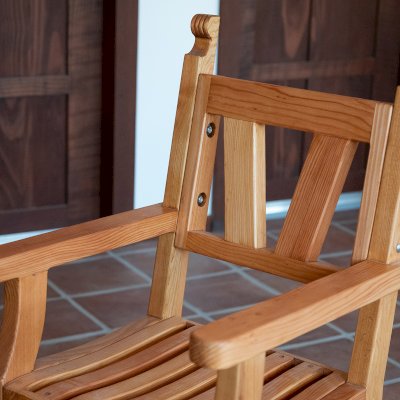 Segovia Chair (Options: With Arms, Douglas-fir, No Cushion, Transparent Premium Sealant).