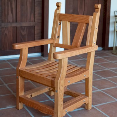 Segovia Chair (Options: With Arms, Douglas-fir, No Cushion, Transparent Premium Sealant).