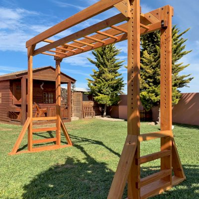 Sheldon's Monkey Bars (Options: 8 ft H, 9 ft L, Douglas-fir, Standard Step Option, Transparent Premium Sealant).