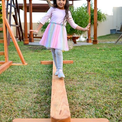 Sheldon'sCustom Sheldon's Monkey Bars (Options: 8 ft H, 108.5 ft L, Douglas-fir, Standard Step Option, Transparent Premium Sealant) with Balance Beam and Parallel Bars. Extra Supports Added at the Bottom of the Monkey Bar. Balance Beam Can be Removed and Used Independently. Monkey Bars