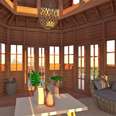 Skyline Sanctuary Pagoda (Rendering Show: Interior view).