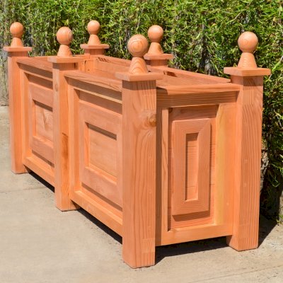 Soleil Planters (Options: 42" L, 18" W, 18" H, Douglas-fir, 3-inch feet, Interior and Exterior of Box with Sealant (No Growing Vegetables), Transparent Premium Sealant).