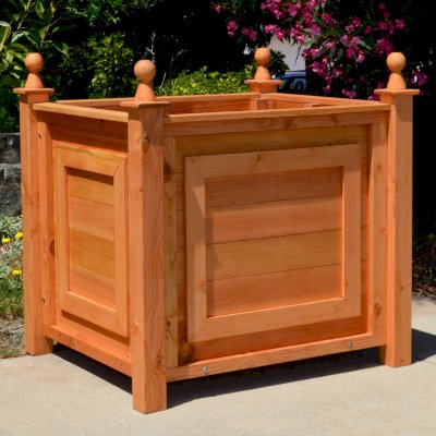 Soleil Planters (Options: 42" L, 36" W, 36" H, Douglas-fir, 3-inch feet, Interior and Exterior of Box with Sealant (No Growing Vegetables), Transparent Premium Sealant).